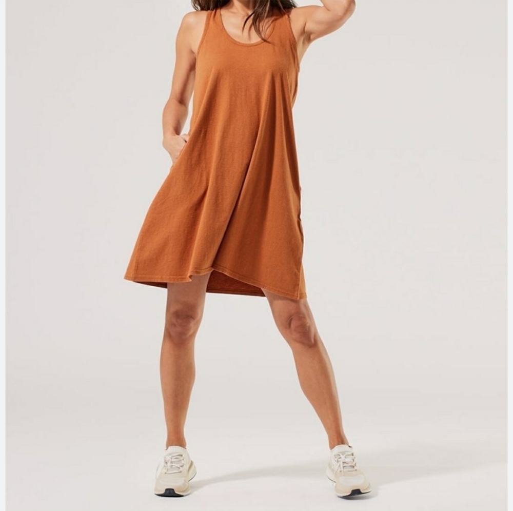 Sleeveless Tank Dress in Rust